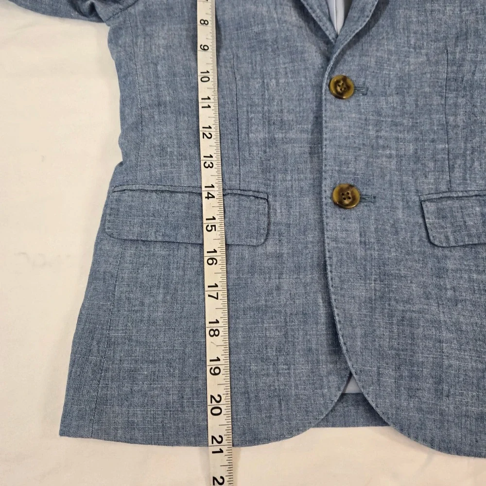 Crewcuts J Crew Boys 8 Blue Cotton Chambray Ludlow Suit Blazer Jacket BW483